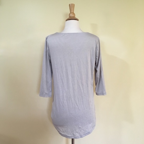 Strappy Cross Front High Low Super Soft 3/4 Sleeve Knit Top - Picture 6 of 8